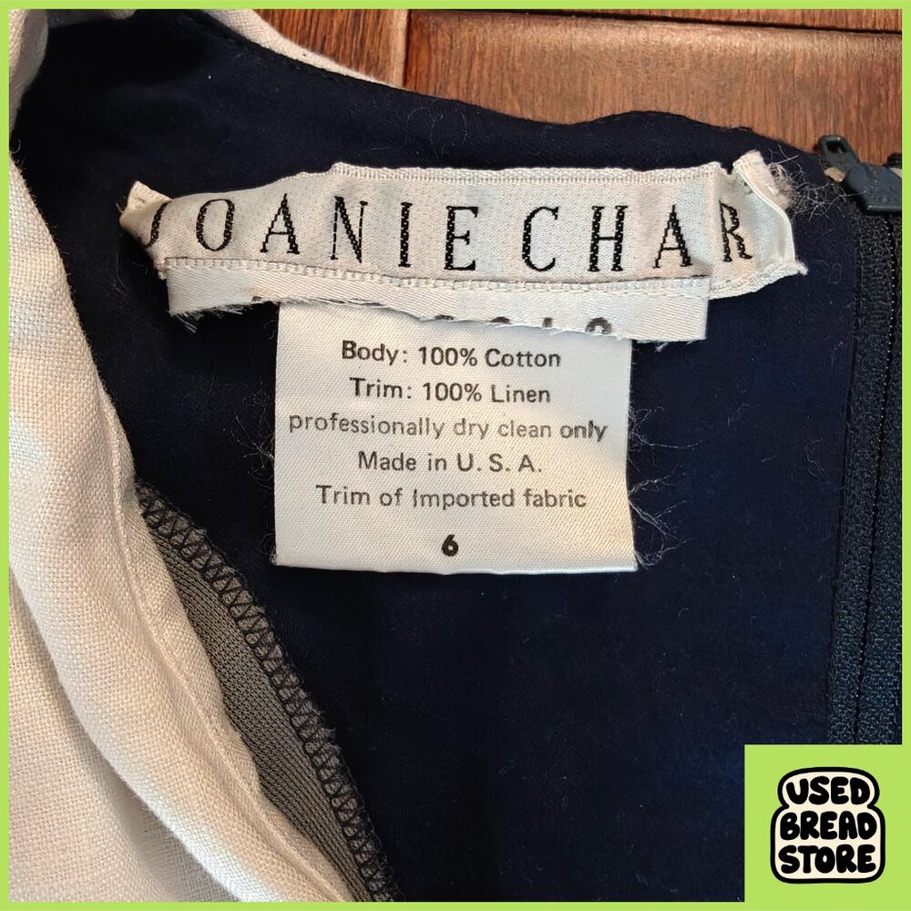 Vintage 80s Sz 6 Joanie Char Navy Sailor Lace Up Cotton Linen Midi Dress Blue - Picture 3 of 5